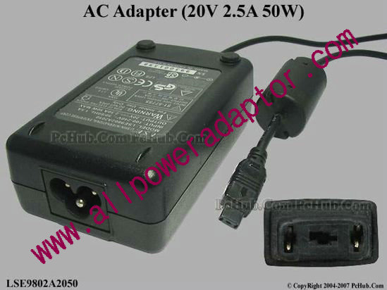 Li Shin LSE9802A2050 AC Adapter 20V 2.5A, 3-Pin Flat, 3-Prong