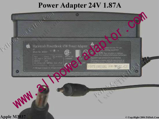 Apple Common Item (Apple) AC Adapter- Laptop M3037, 24V 1.87A
