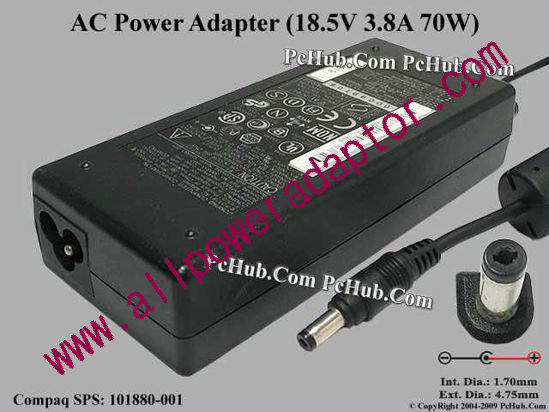 Compaq Common Item (Compaq) AC Adapter- Laptop 101880-001, 18.5V 3.8A, Tip A