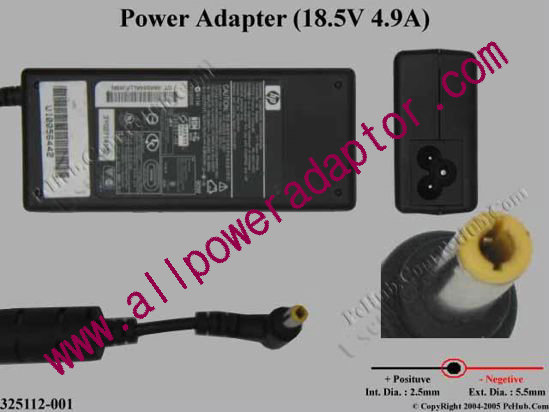 Compaq Common Item (Compaq) AC Adapter- Laptop 325112-001, 18.5V 4.9A, Tip M