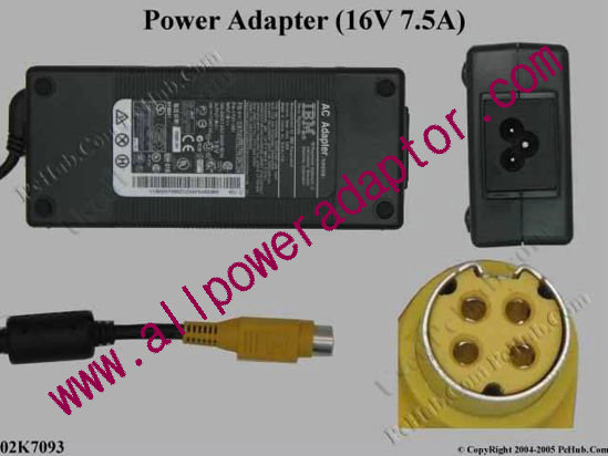IBM Thinkpad Series AC Adapter- Laptop 16V 7.5A 120W, (3-prong)
