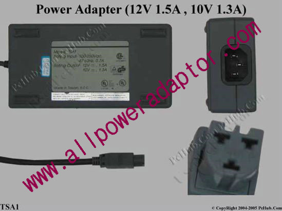 Digital Common Item (Digital) AC Adapter- Laptop 12V 1.5A , 10V 1.3A, 3-Hole, C14