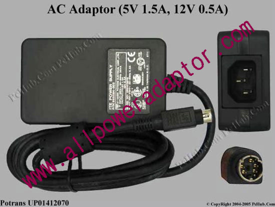 Potrans UP01412070 AC Adapter 5V 1.5A, 12V 0.5A,5 pin