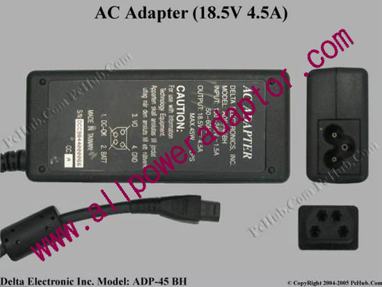 Delta Electronics ADP-45BH AC Adapter- Laptop 18.5V 4.5A, 4-pin