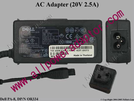 Dell Common Item (Dell) AC Adapter- Laptop 20V 2.5A, 3-Round Pin, 3-Prong