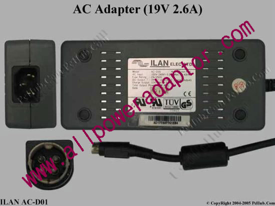 ILAN AC-D01 AC Adapter- Laptop 19V 2.6A, 4-Pin DIN, C14