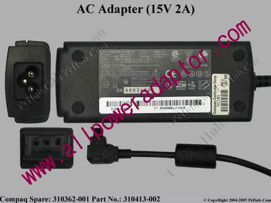 Compaq Armada Series AC Adapter- Laptop 310362-001, 15V 2A, Tip O