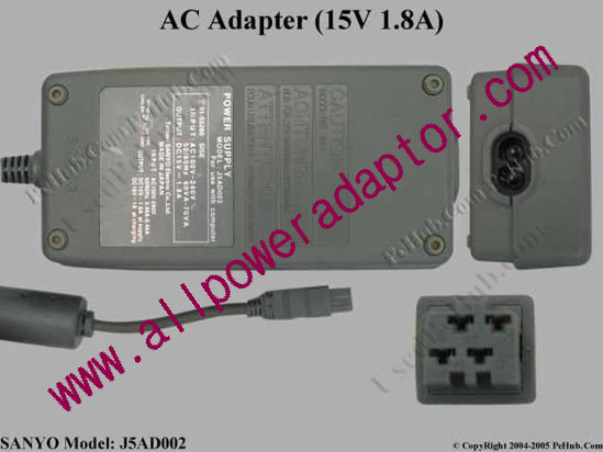 Sanyo J5AD002 AC Adapter 15V 1.8A