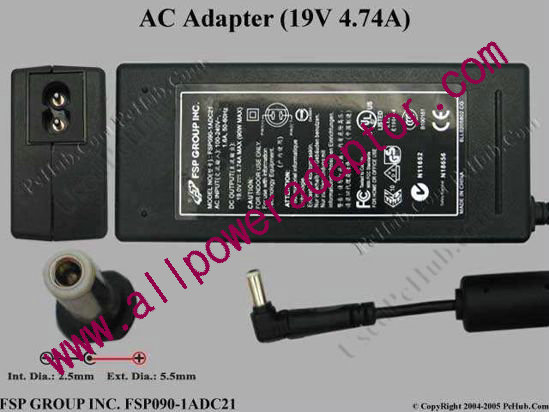 FSP Group Inc FSP090-1ADC21 AC Adapter- Laptop 19V 4.74A, 5.5/2.5mm, 2-Prong