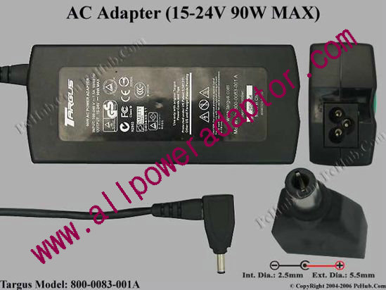 Targus 800-0083-001A AC Adapter 15-24V 90W, Tip C