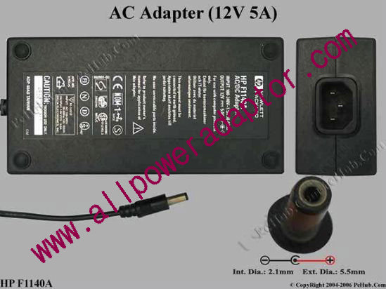 HP AC Adapter- Laptop 12V 5A, 5.5/2.1mm, C14
