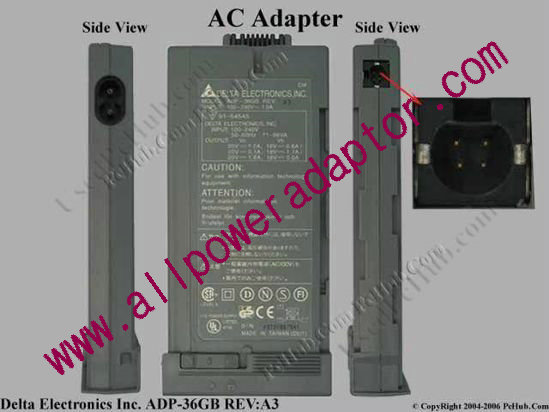 Delta Electronics ADP-36GB REV:A3 AC Adapter- Laptop 20V 1.2A, 3-pin