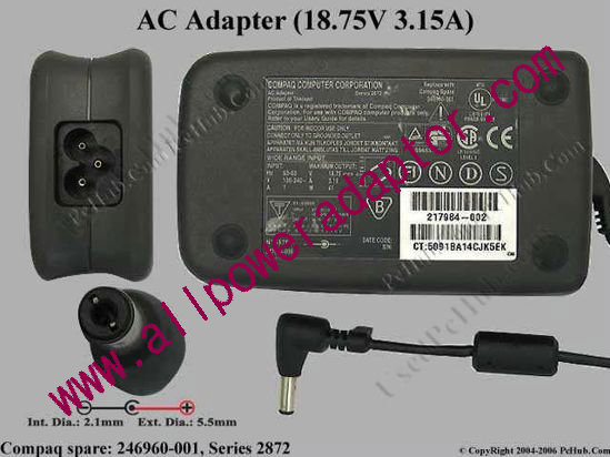 Compaq Armada Series AC Adapter- Laptop 246960-001(TipB)
