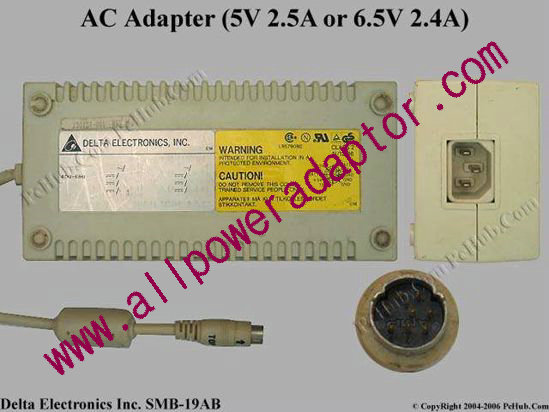 Delta Electronics SMB-19AB AC Adapter- Laptop 5.0V 2.5A or 5.0V 0A, 7.5V 0.4A or 6.5V 2.4A