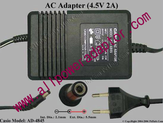 Casio AD-4845 AC Adapter- Laptop AD-4845, 4.5V 2A, Tip B