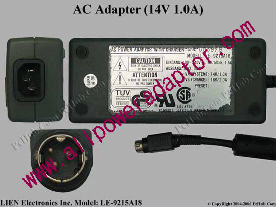 LIEN Electronics LE-9215A18 AC Adapter 14V 1A