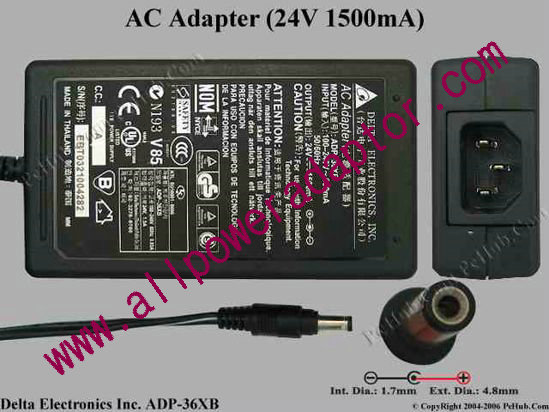 Delta Electronics ADP-36XB AC Adapter- Laptop 24V 1.5A, Tip A