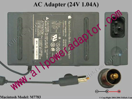 Apple Common Item (Apple) AC Adapter- Laptop M7783, 24V 1.04A