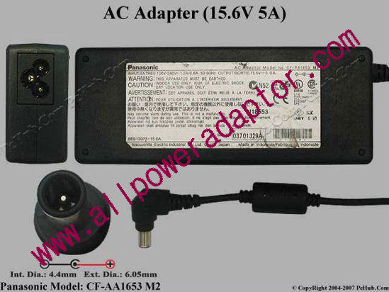 Panasonic AC Adapter CF-AA1653 M2, 15.6V 5A, Tip E