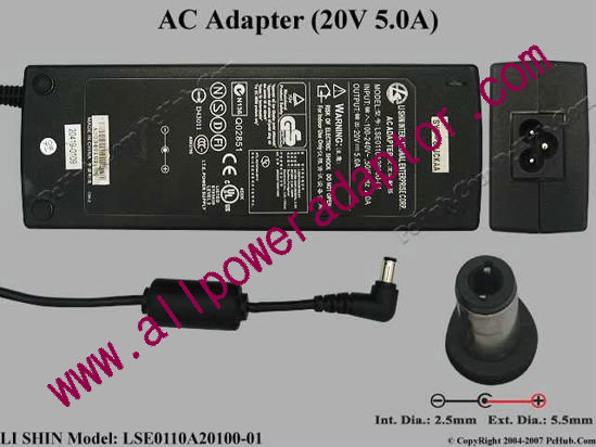 Li Shin LSE0110A20100-01 AC Adapter 20V 5A, Tip C