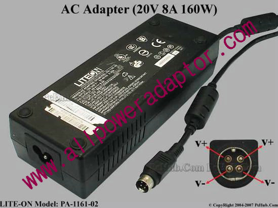 LITE-ON PA-1161-02 AC Adapter 20V 8A, 4-Pin P1