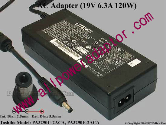 Toshiba AC Adapter 19V 6.3A, 5.5/2.5 12mm, 2-Prong
