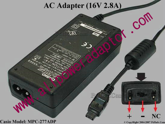Casio MPC-277ADP AC Adapter- Laptop 16V 2.8A, Tip O