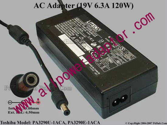 Toshiba AC Adapter 19V 6.3A, 6.5/3.0mm, 2-Prong