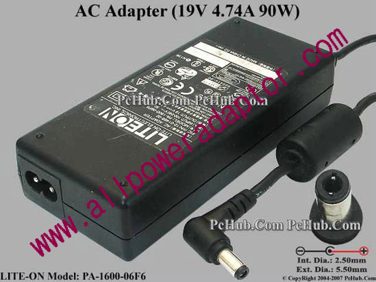 LITE-ON PA-1900-06F6 AC Adapter 19V 4.74A, 5.5/2.5mm, 2-Prong