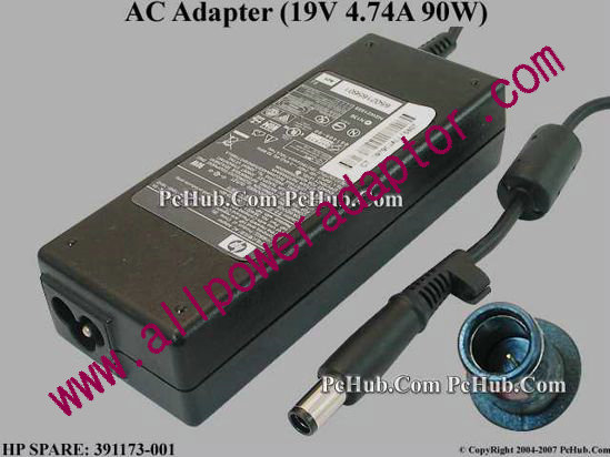 HP AC Adapter- Laptop 19V 4.74A, 7.4x5mm With Pin, 3-Prong