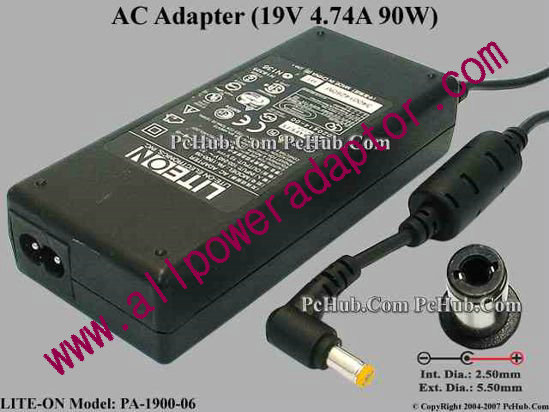 LITE-ON PA-1900-06 AC Adapter 19V 4.74A, 5.5/2.5mm, 2-Prong