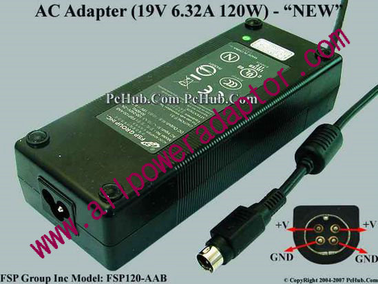 FSP Group Inc FSP120-AAB AC Adapter- Laptop 19V 6.32A, 4-Pin P1
