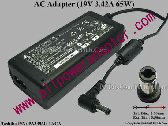 Toshiba AC Adapter PA3396U-1ACA, 19V 3.42A, Tip M, (2-prong)