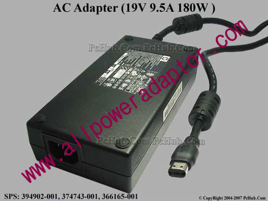 HP AC Adapter- Laptop 19V 9.5A, Rectangular Tip, C14