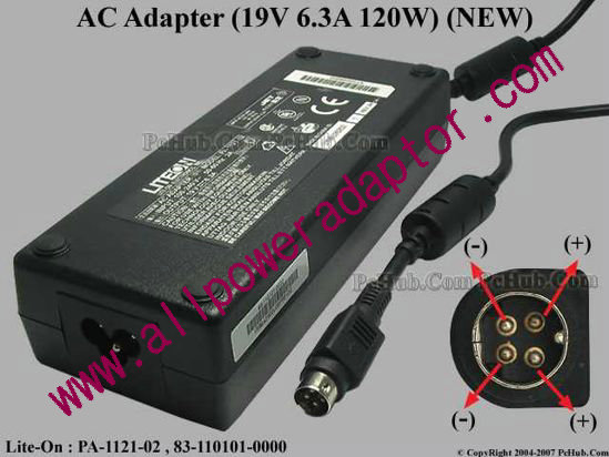 LITE-ON PA-1121-02 AC Adapter 19V 6.3A, 4-Pin P1