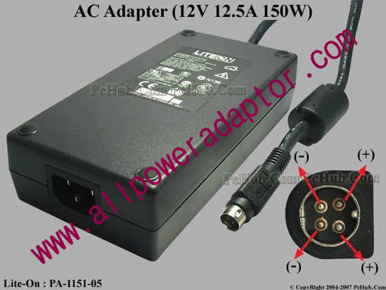 LITE-ON PA-1151-05 AC Adapter 12V 12.5A 4-pin DIN, P1