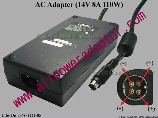 LITE-ON PA-1111-05 AC Adapter 14V 8A, 4-pin DIN, IEC