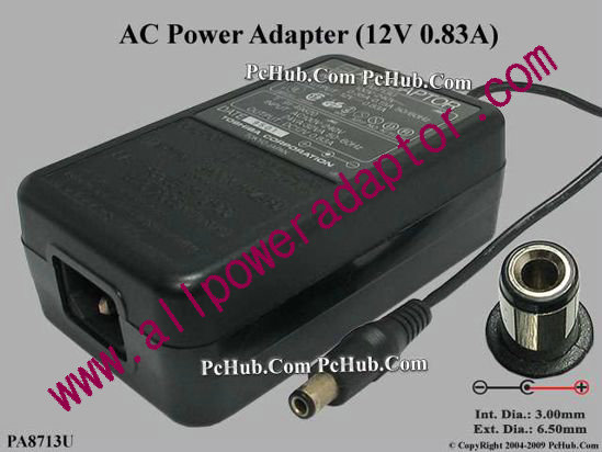 Toshiba AC Adapter PA8713U, 12V 0.83A, Tip D