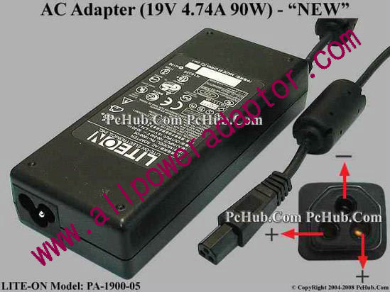 LITE-ON PA-1900-05 AC Adapter 19V 4.74A, 3-Hole, 3-Prong