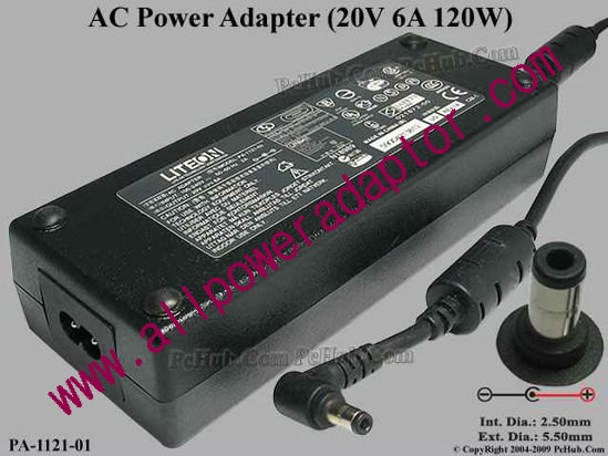 LITE-ON PA-1121-01 AC Adapter 20V 6A, 5.5/2.5mm, 2-Prong