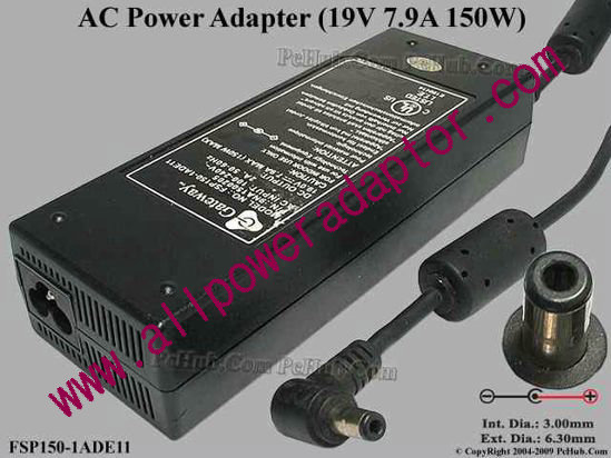 Gateway Common Item (Gateway) AC Adapter- Laptop 19V 7.9A, 6.3/3.0mm, 3-Prong