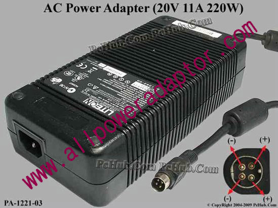NEW LITE-ON PA-1221-03 AC Adapter 20V 11A, 4-Pin, P1