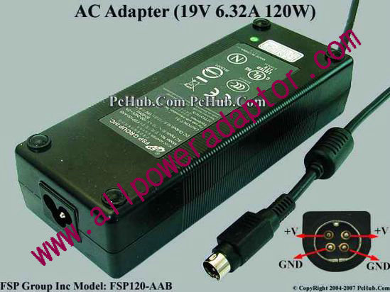 FSP Group Inc FSP120-AAB AC Adapter- Laptop 19V 6.32A, 4-Pin P1