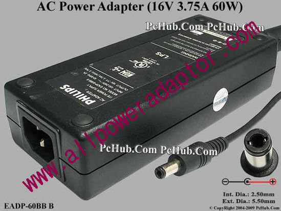 Philips AC Adapter 13V-19V 16V 3.75A, 5.5/2.5mm, C14