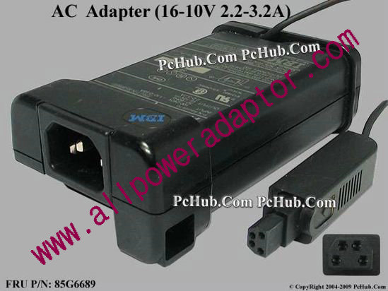 IBM Thinkpad Series AC Adapter- Laptop 85G6689, 16-10V 2.2-3.2A, 4-pin, (IEC C14)