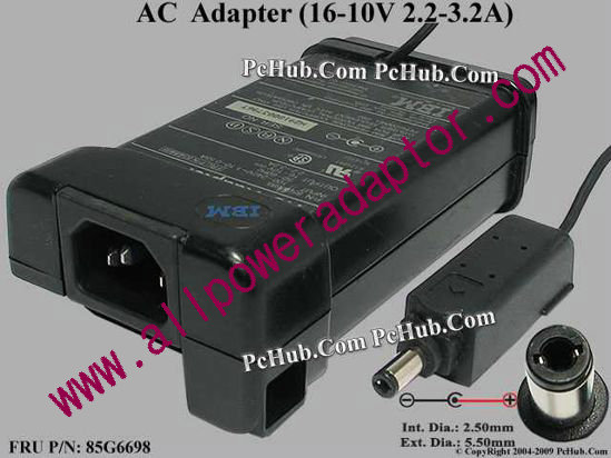 IBM Thinkpad Series AC Adapter- Laptop 85G6698, 16-10V 2.2-3.2A, Tip-C, (IEC C14)
