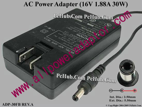 Delta Electronics ADP-30FB REV.A AC Adapter 13V-19V 16V 1.88A, Tip-C, US 2-pin - Click Image to Close
