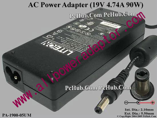 LITE-ON PA-1900-05UM AC Adapter 19V 4.74A, 2.1/5.5mm, 3-prong