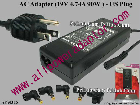 Targus APA03US AC Adapter 19V 4.74A,Set, US Cord, 3-Prong, New