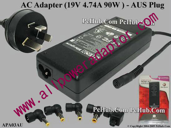 Targus APA03AU AC Adapter 19V 4.74A,Set, Au Cord, 3-Prong, New